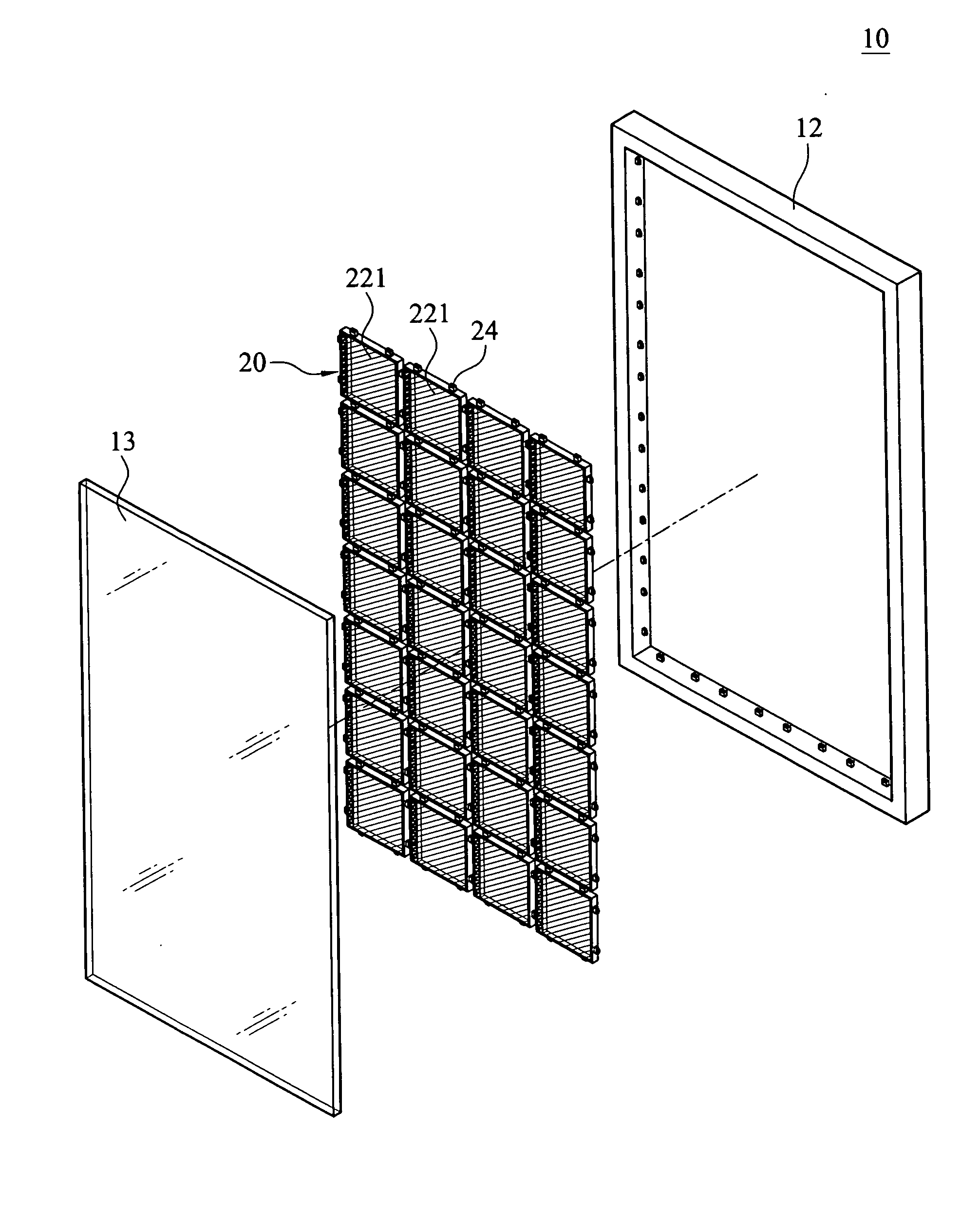 Structure of advertising box having modular lighting device and structure of same modular lighting device