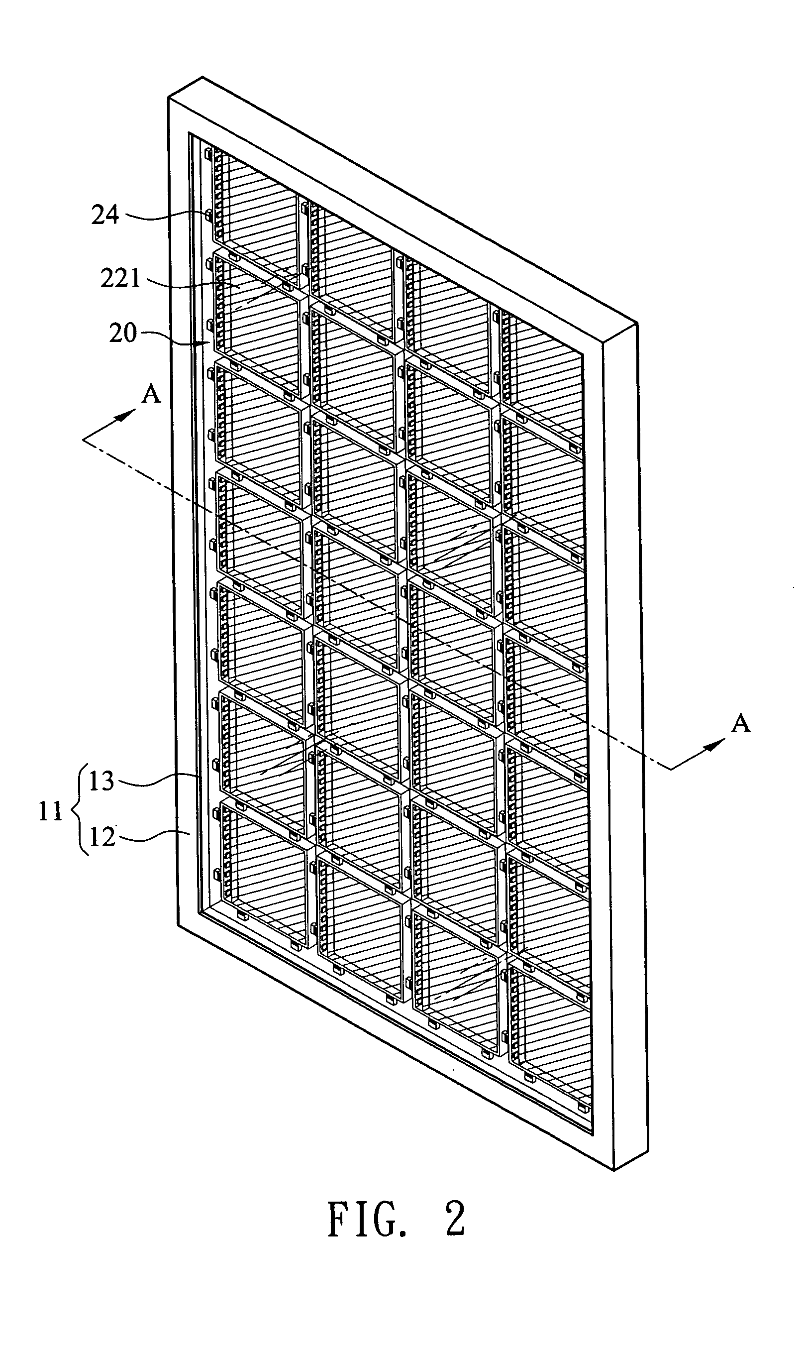 Structure of advertising box having modular lighting device and structure of same modular lighting device
