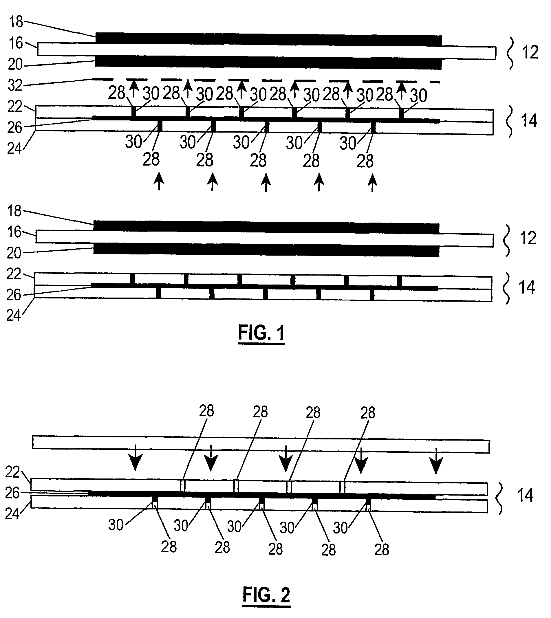 Fuel cell gas separator plate with paths of electrically conductive material of a silver-glass composite