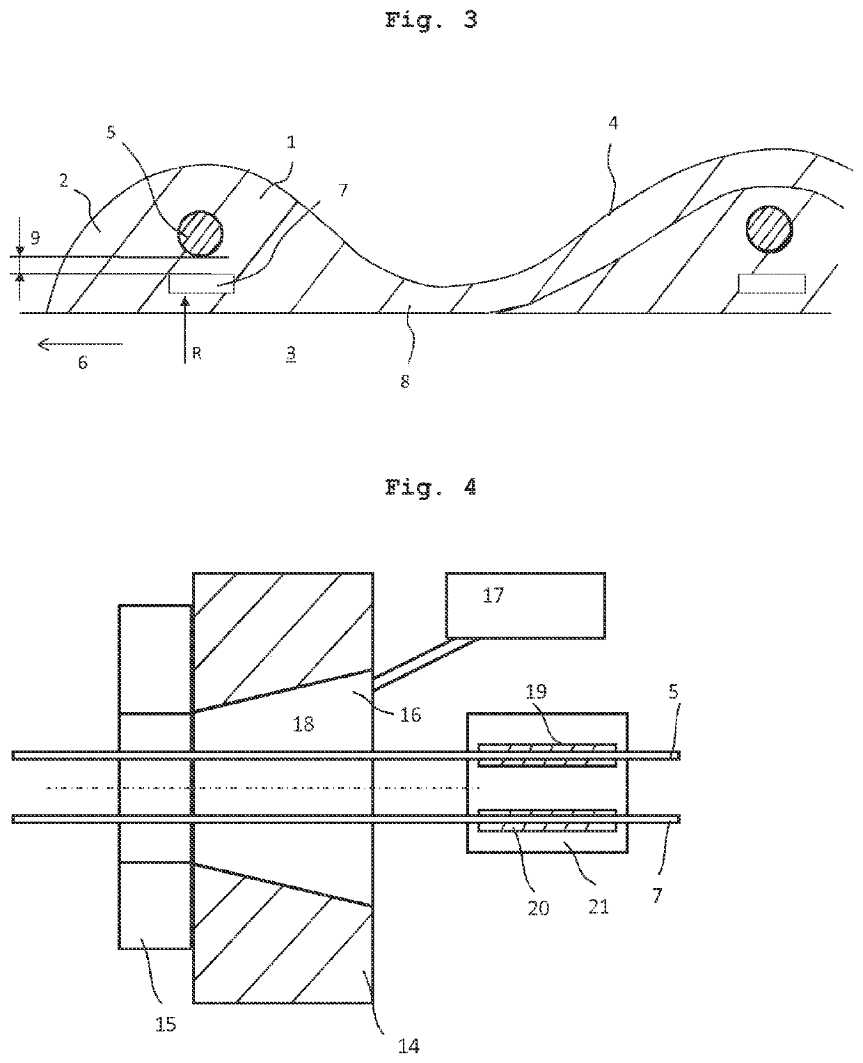 Hose line for transporting abrasive media and method and device for production thereof