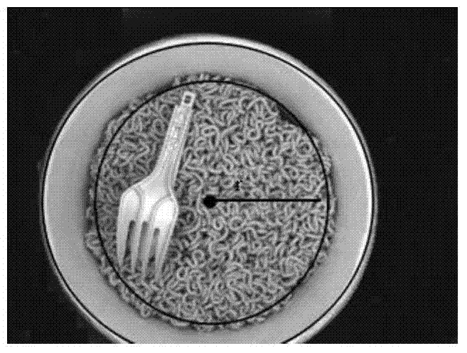 Image segmentation method for cup noodles in which forks are thrown through throwing machine