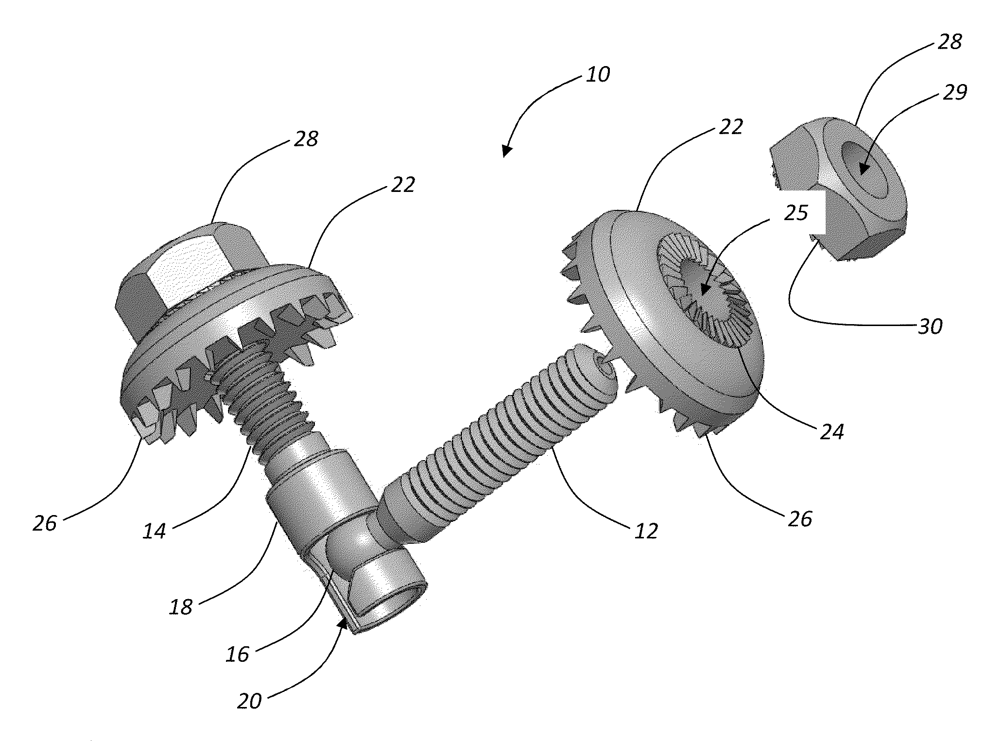 Transfacet fixation assembly and related surgical methods