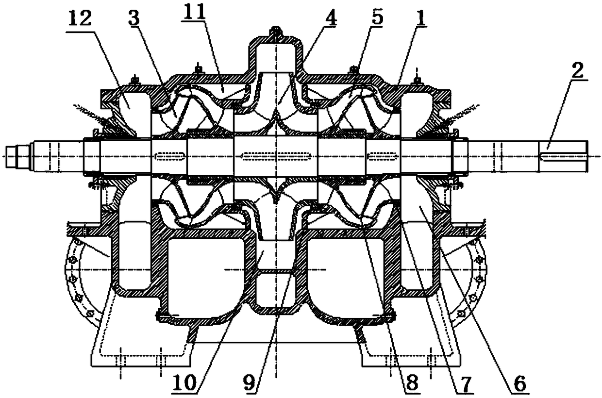 A diversion shell type two-stage double-suction centrifugal pump