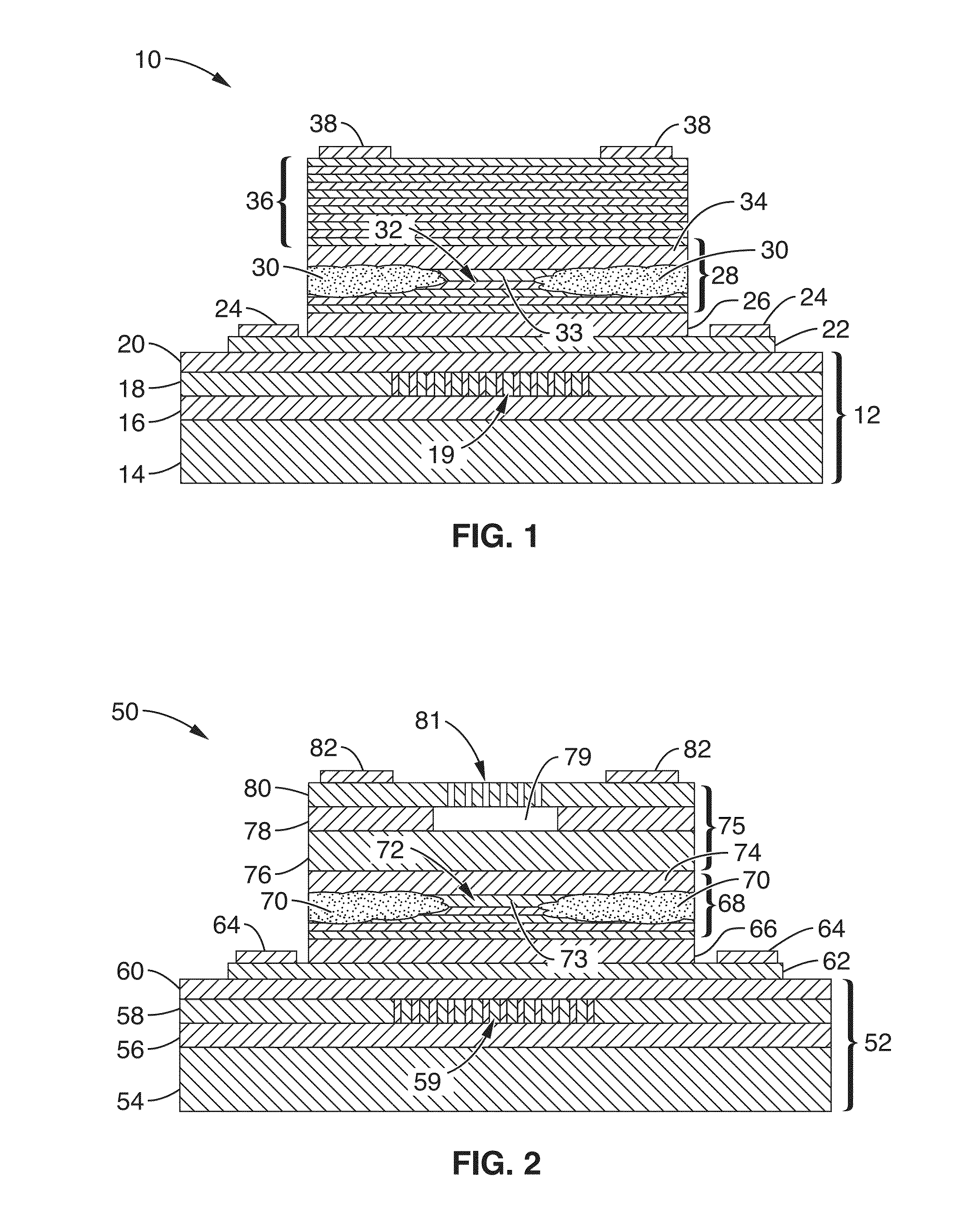 Vertical cavity surface emitting lasers with silicon-on-insulator high contrast grating