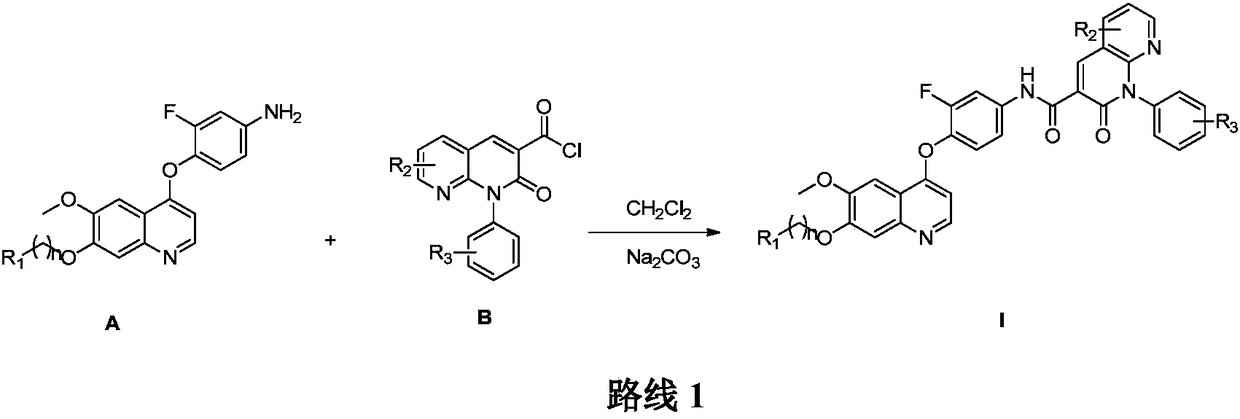 Preparation and application of 6,7-disubstituted-4-aromatic quinoline compound
