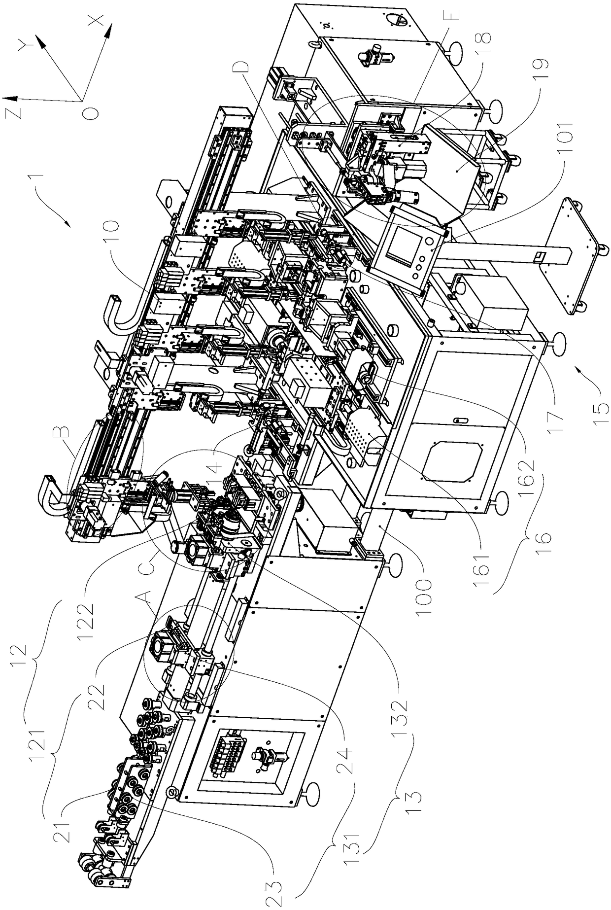 Stepping distribution system, stepping distribution device and pipe fitting machining equipment