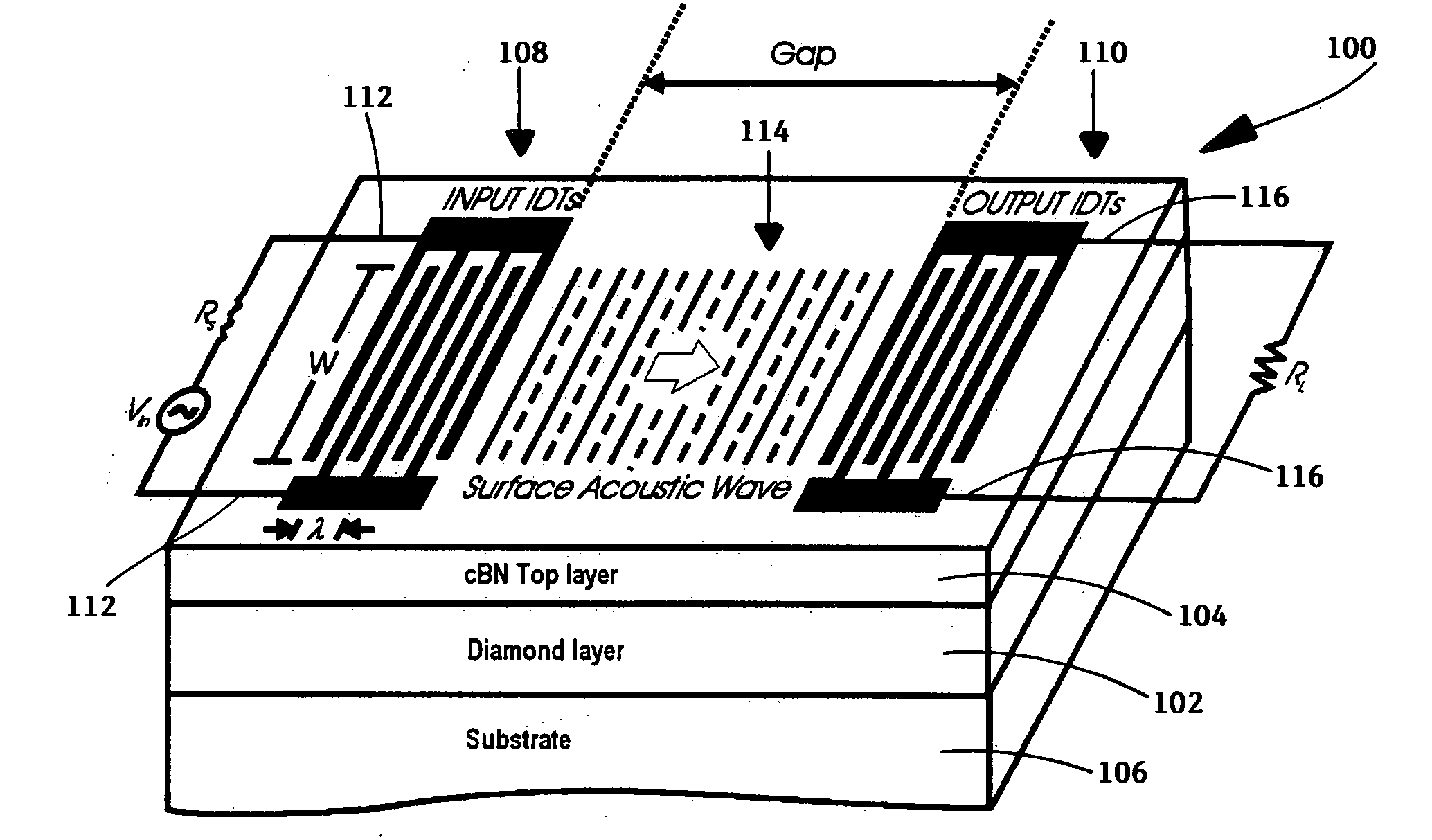 Surface acoustic wave (SAW) devices based on cubic boron nitride/diamond composite structures