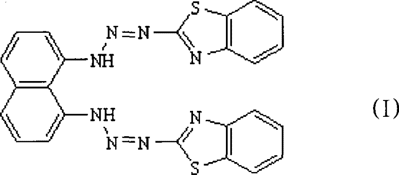 1,8-bis(2-benzothiazolydiazoamino)- naphthaline, preparation and application thereof