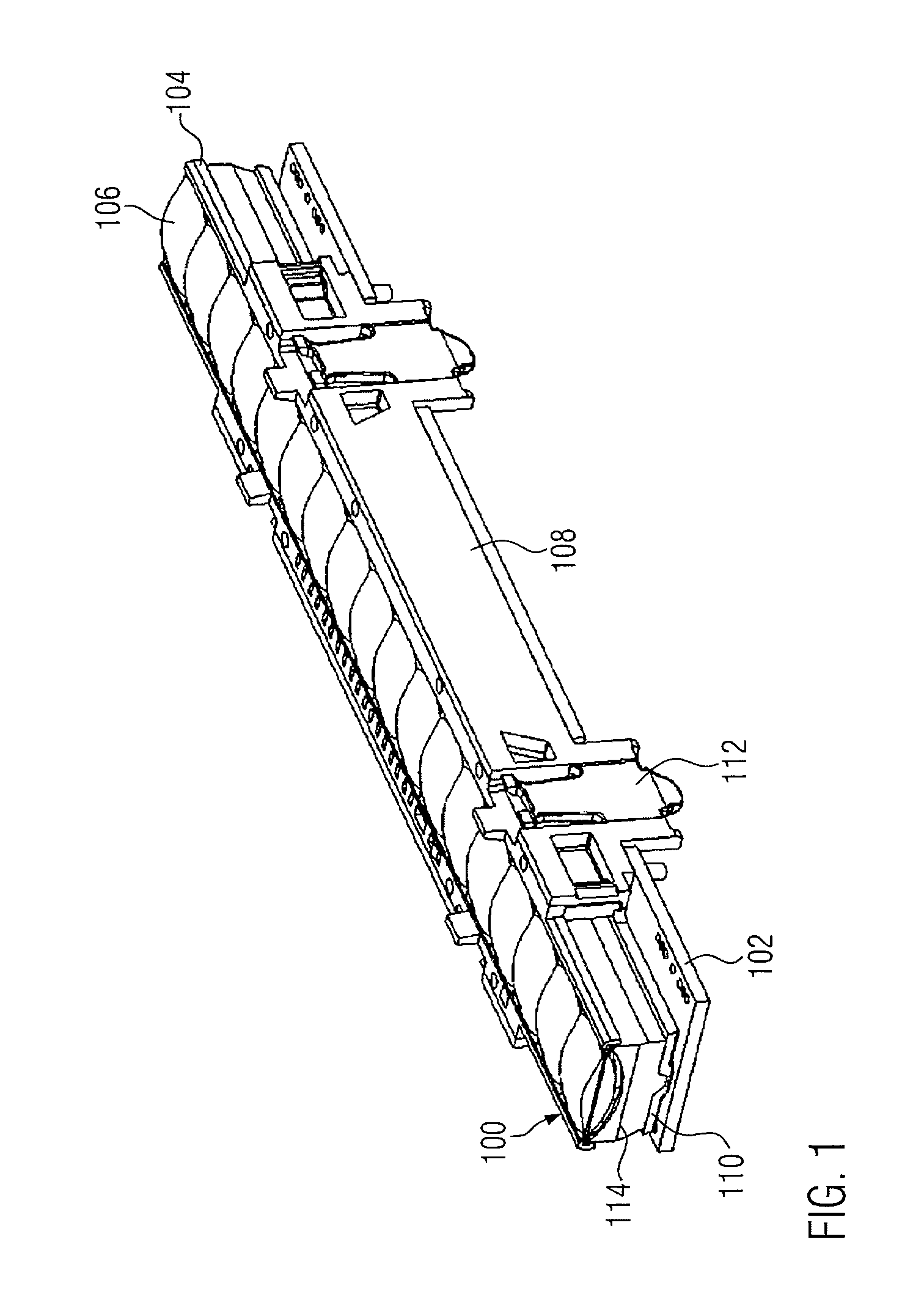 Lens carrier and optical module for a light curtain and fabrication method