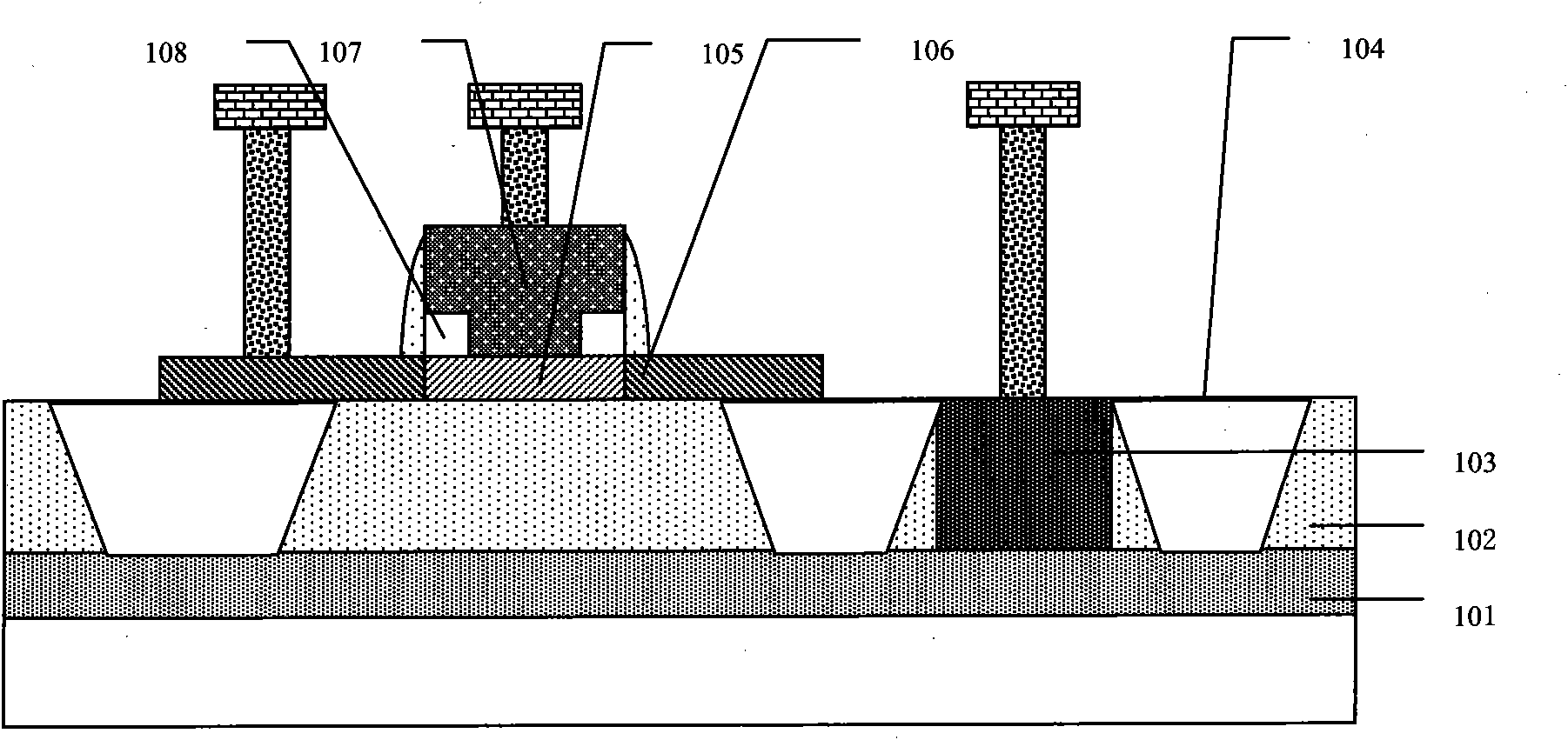 Electrode lead-out structure in STI process