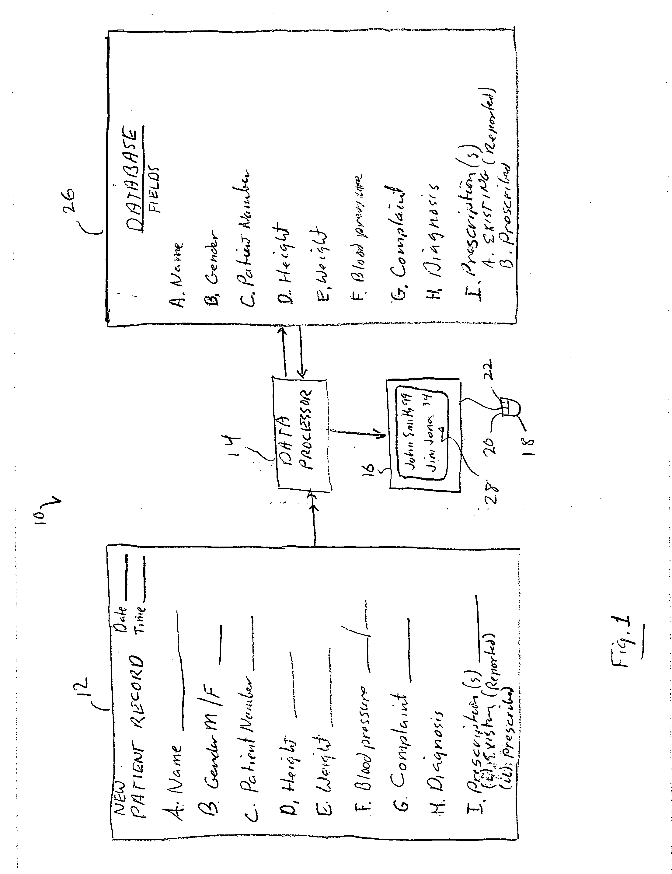 Association of data entries with patient records, customized hospital discharge instructions, and charting by exception for a computerized medical record system