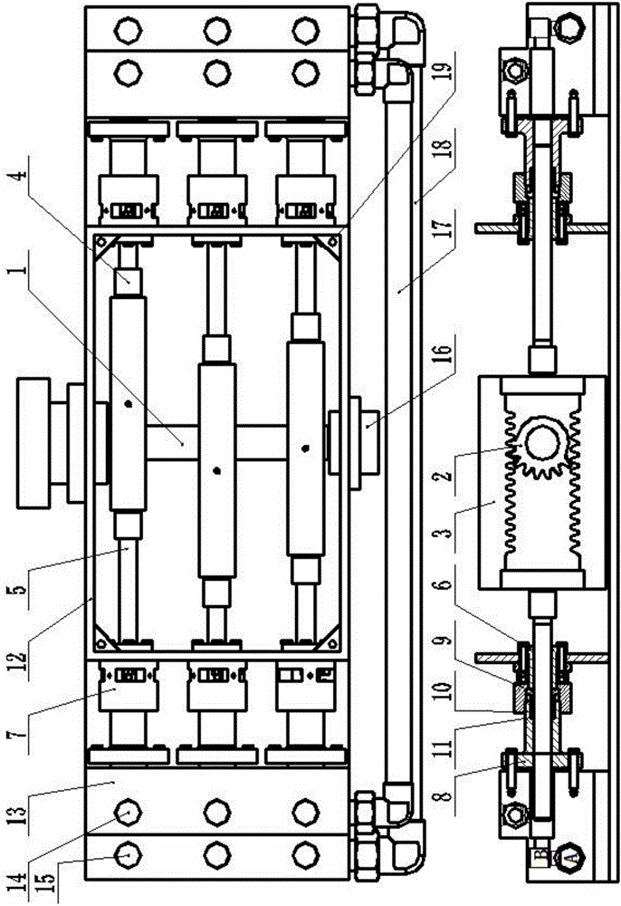 Gear-rack transmission type horizontal three-cylinder plunger reciprocating pump