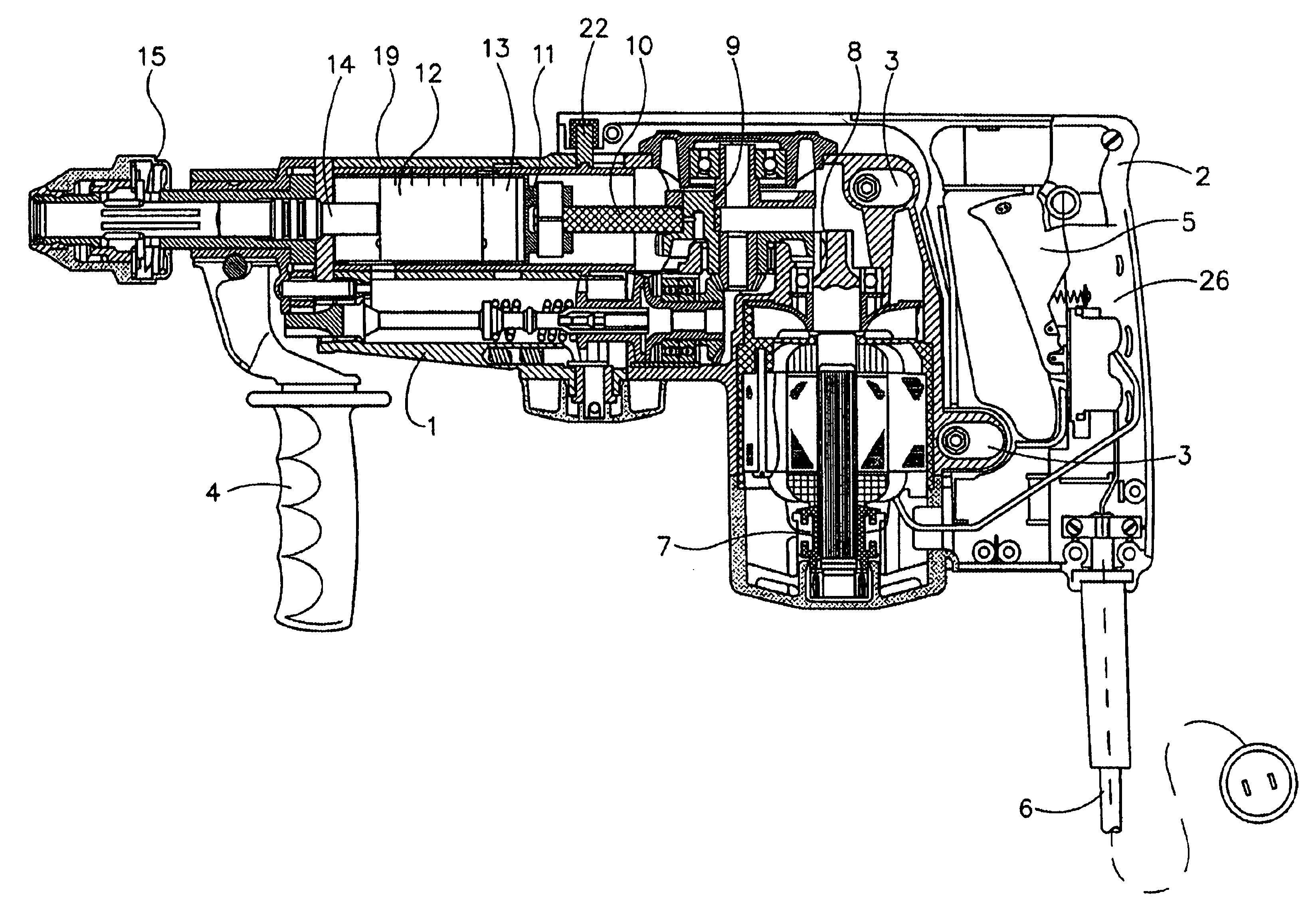 Hammer drill and /or percussion hammer with no-load operation control that depends on application pressure