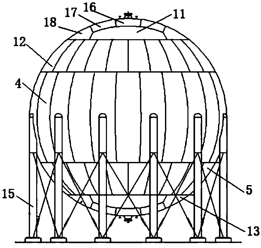 Protective dismantling method for large spherical tank