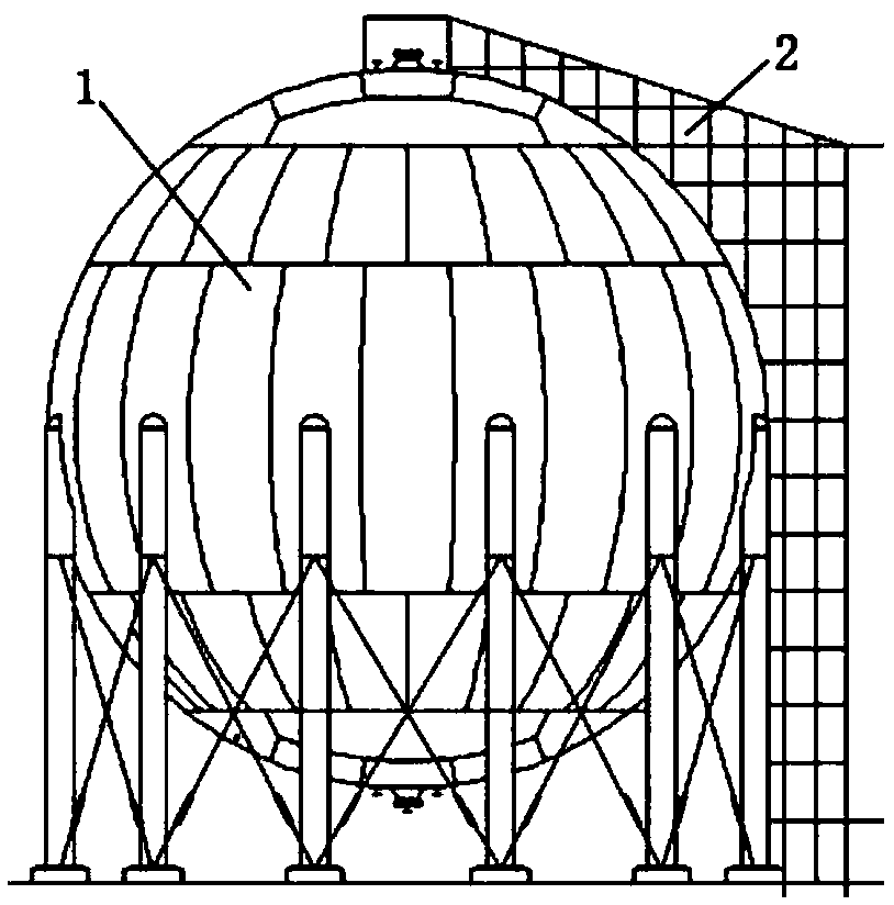 Protective dismantling method for large spherical tank