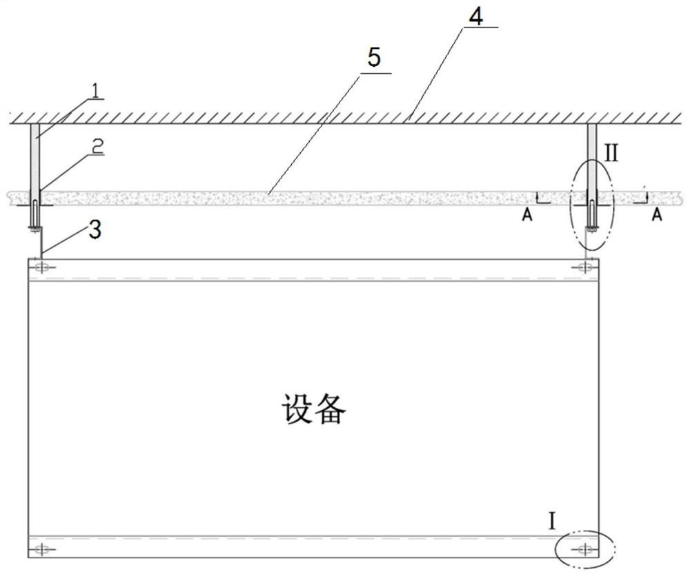 A horizontal support installation device and support installation method for the back of marine equipment