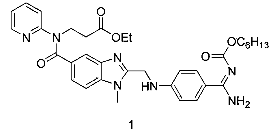 Preparation method of 3-[[[2-[[4-cyanophenyl) amino] methyl]-1-methyl-1H-benzimidazole-5-yl] carbonyl] (pyridine-2-yl) amino] ethyl propionate