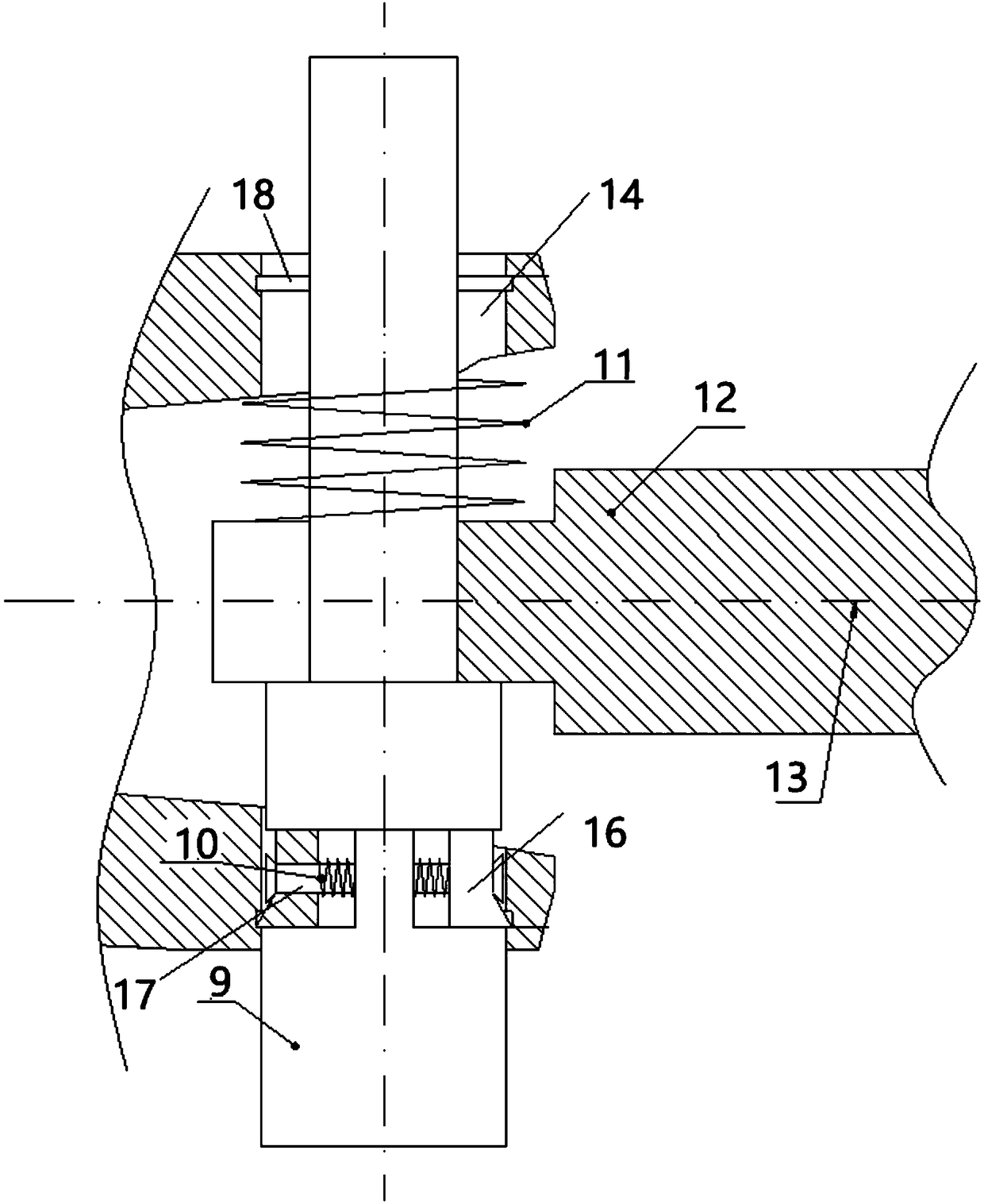 Transmission shaft front section straightening mechanism adopting circlip groove to position