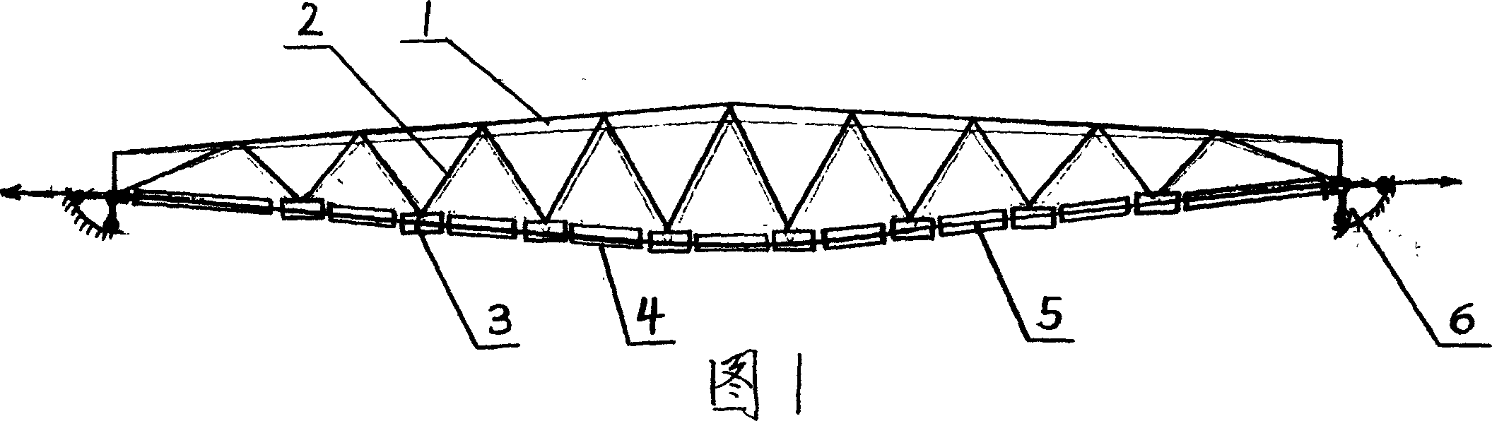 Method for fabricating new type tension chord truss frame in large span