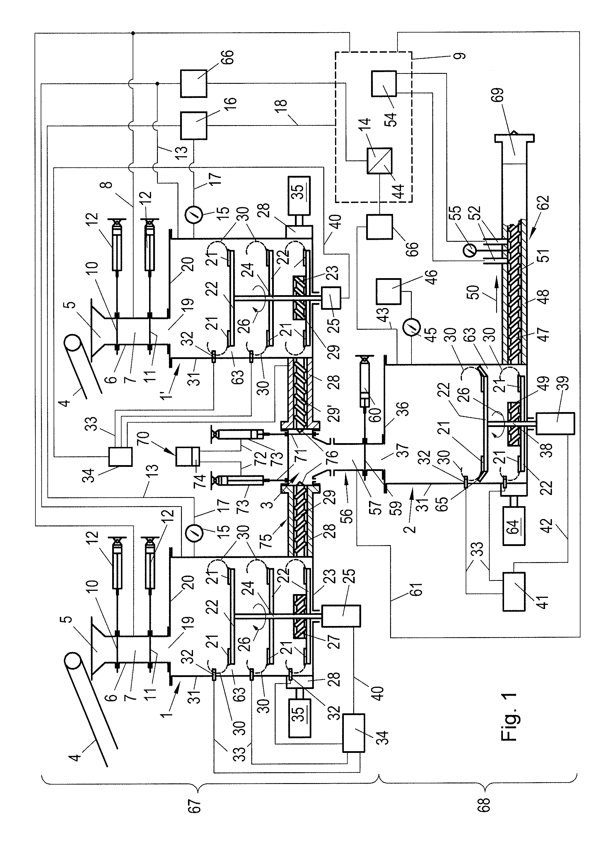 Device and method for the preparation of recyclable thermoplastic plastic material