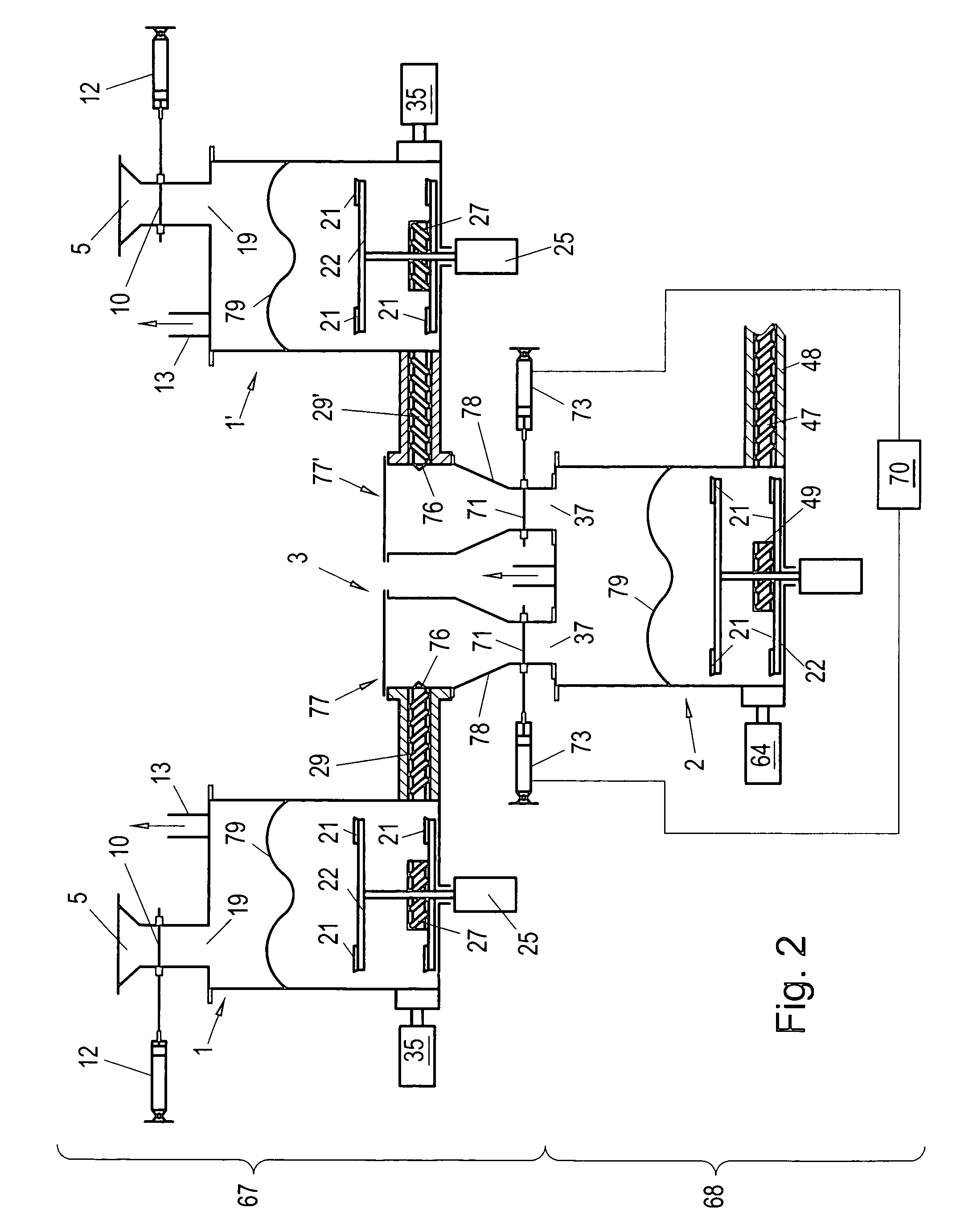 Device and method for the preparation of recyclable thermoplastic plastic material