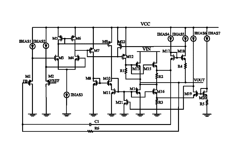 Linear voltage stabilizer with low pressure differential and Sink and Source current capabilities