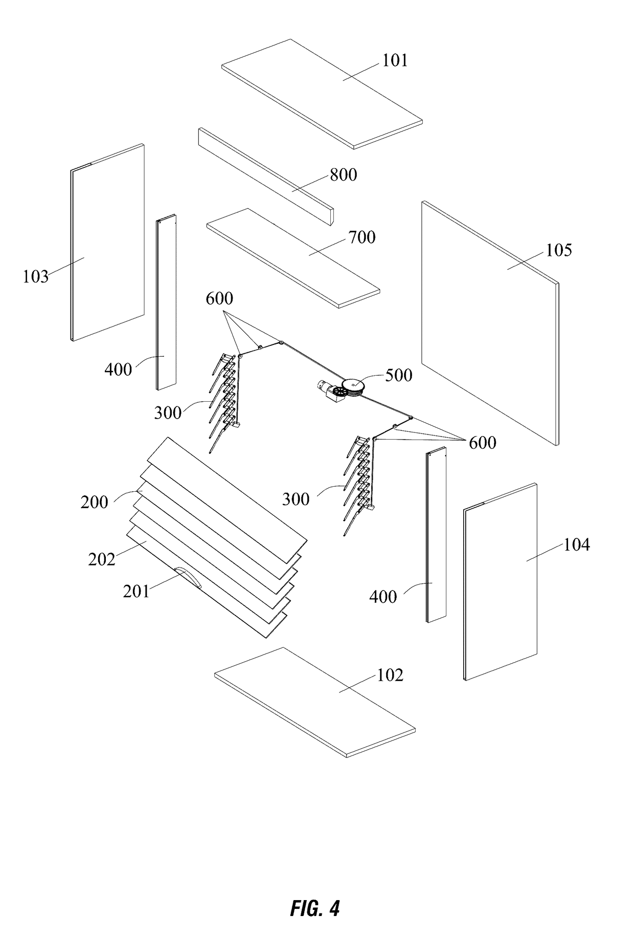 Cupboard with up-down louvered door