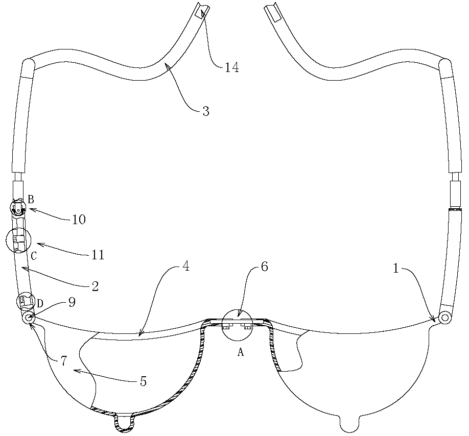 Bracket device for breast surgery postoperation