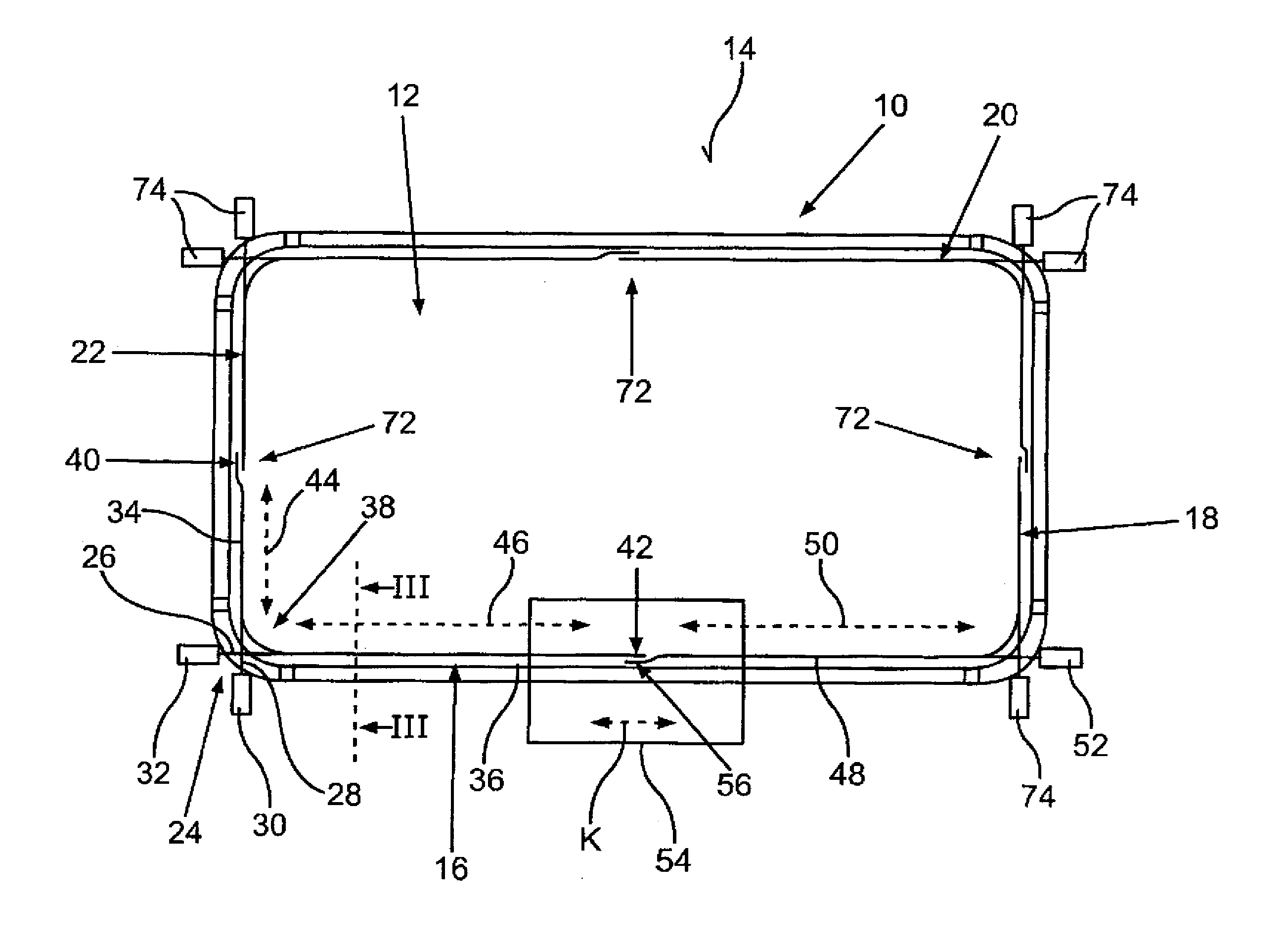 Illumination device for producing a light strip and motor vehicle