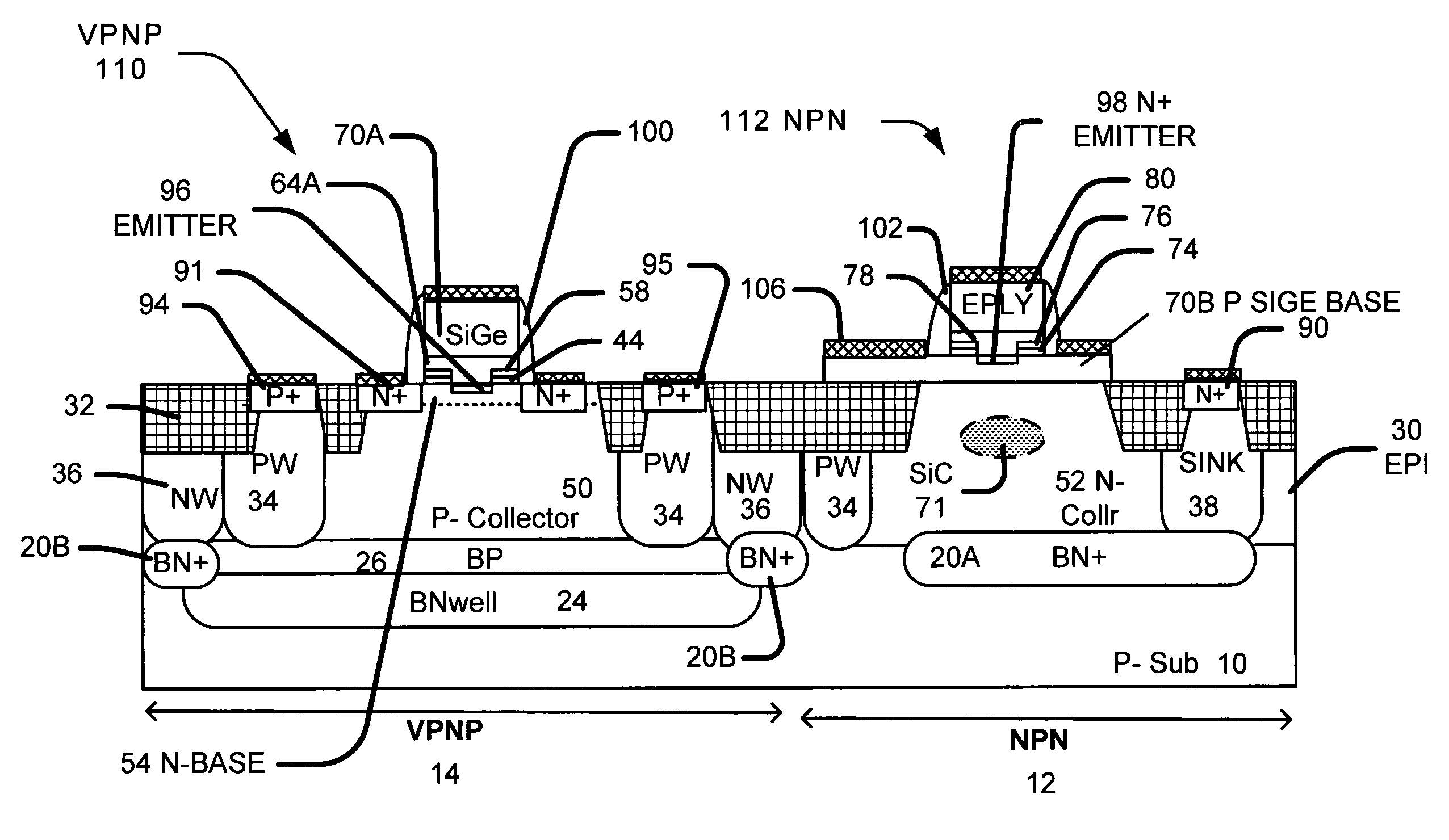 Self-aligned vertical PNP transistor for high performance SiGe CBiCMOS process