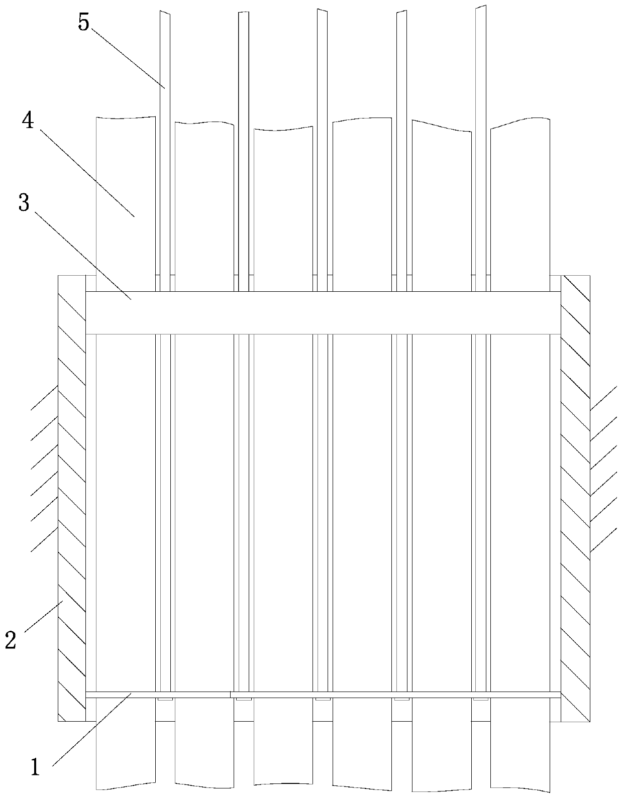 Wood-bamboo hollow forming wallboard reinforcing rib continuous built-in forming method and forming device