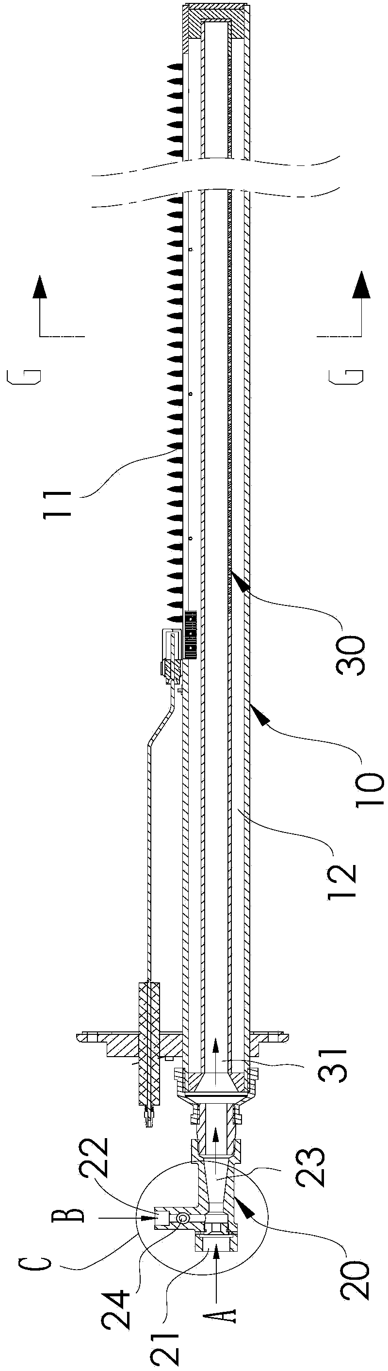 Improved single-segment type tubular burner