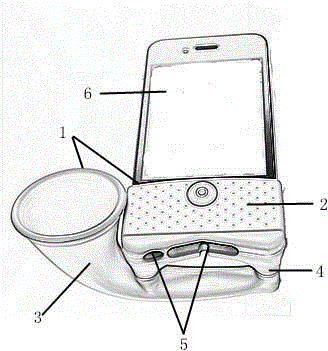 Mobile phone support with loudspeaker