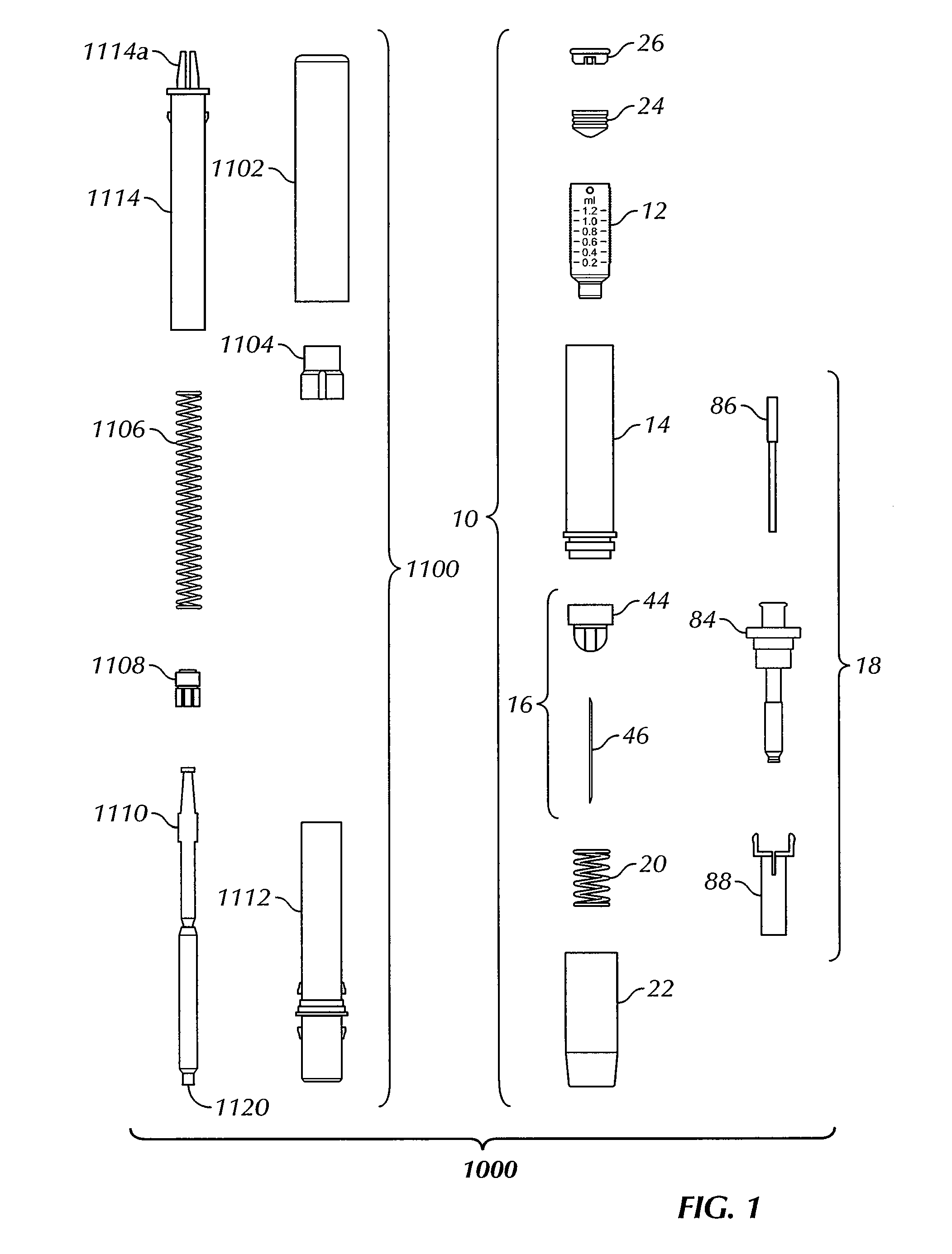 Automatic injection syringe assembly with integrated, fillable medicine container and method of filling an injection syringe assembly