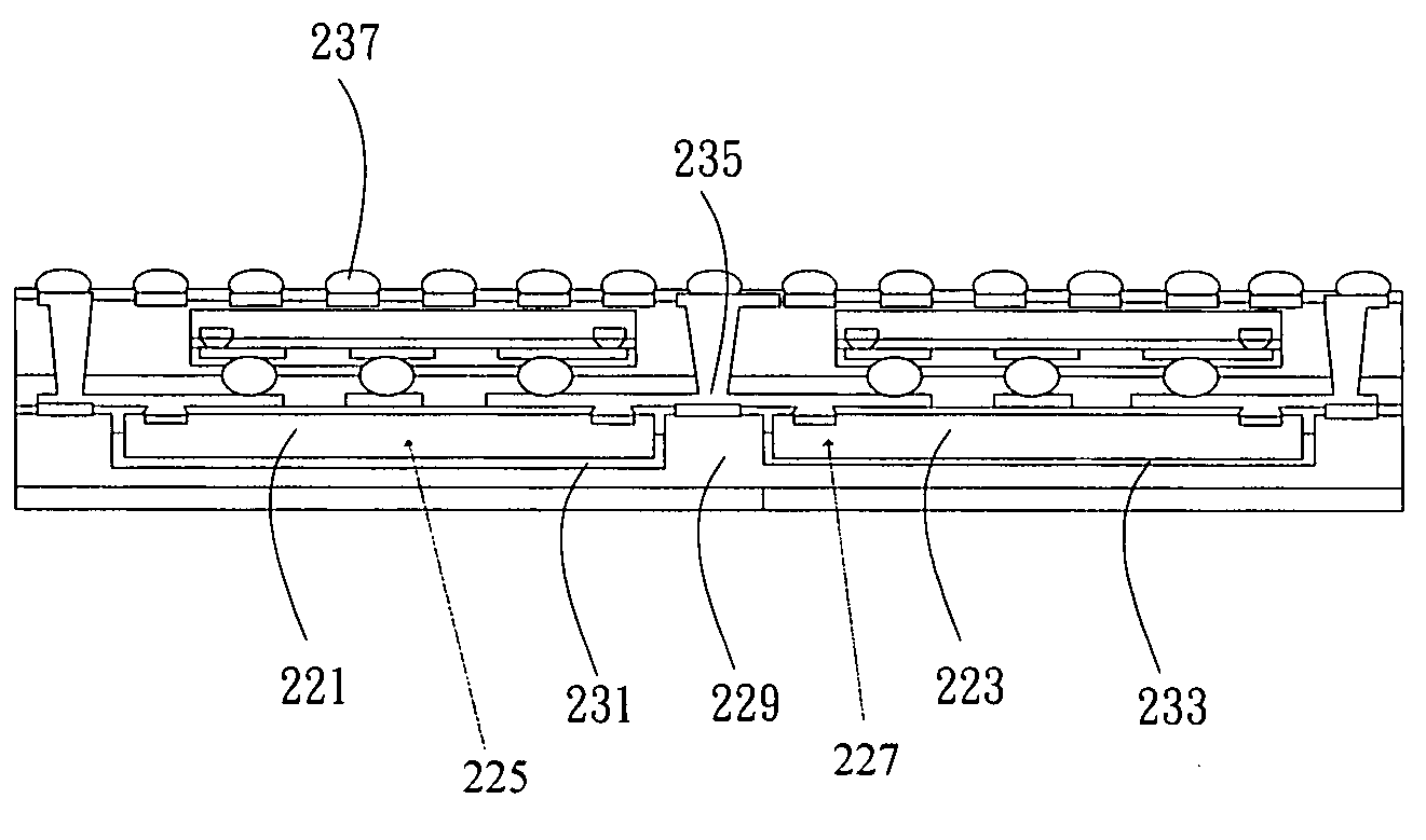 Multi-chips package with reduced structure and method for forming the same