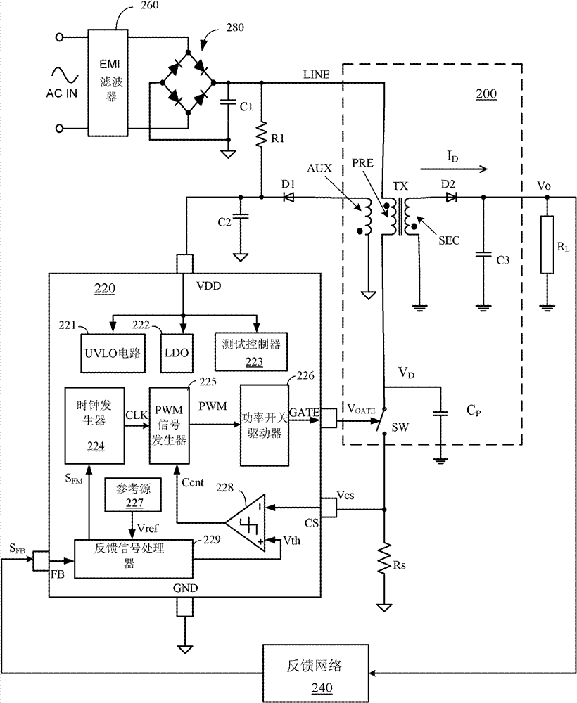 Switch power controller and valley bottom switching method thereof