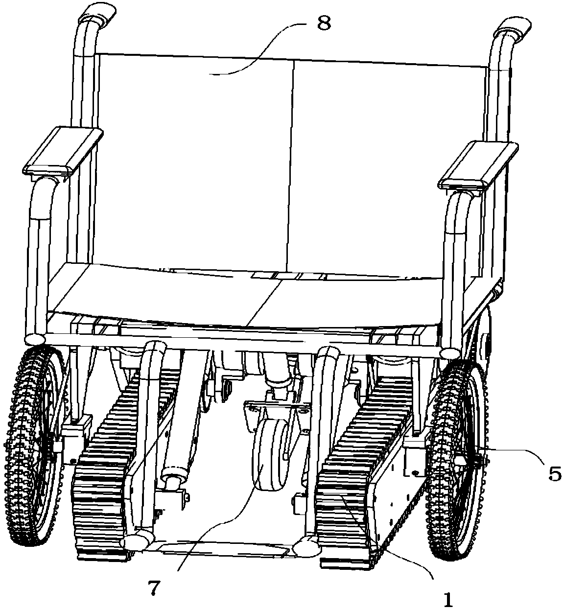 Electric-control crawler-type stair climbing walking composite vehicle