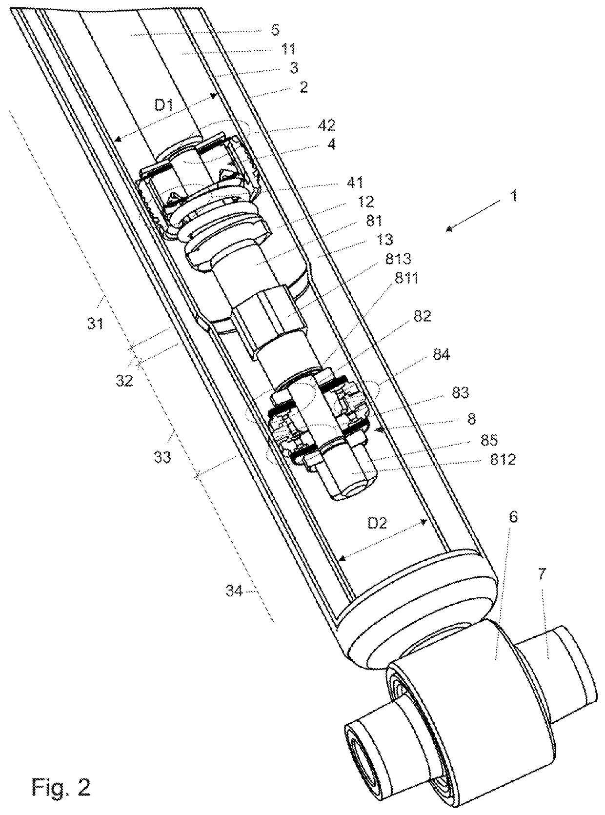 Hydraulic damper with a hydraulic stop arrangement