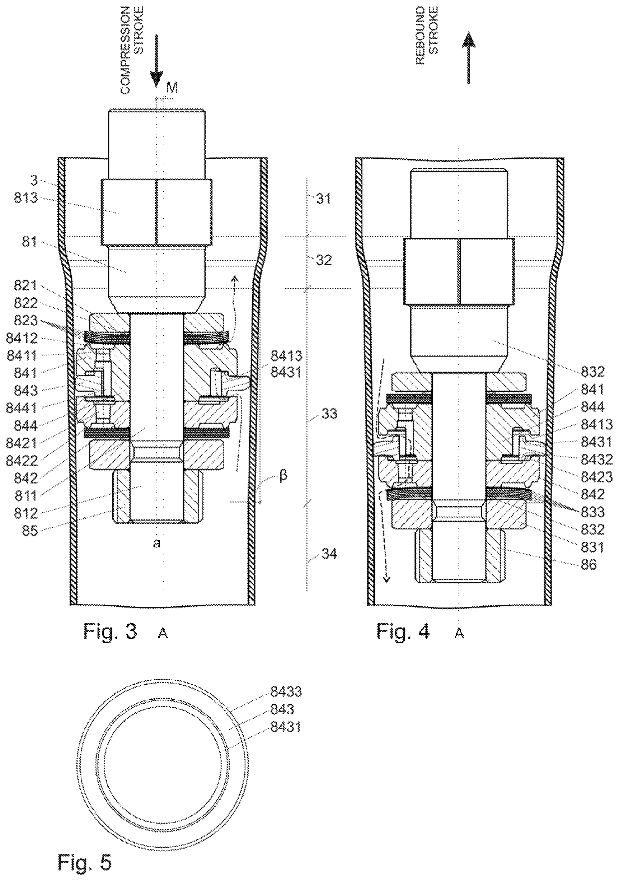 Hydraulic damper with a hydraulic stop arrangement