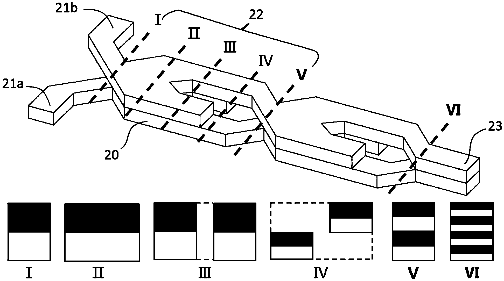 Split and recombined passive micromixer with bridge-type structure