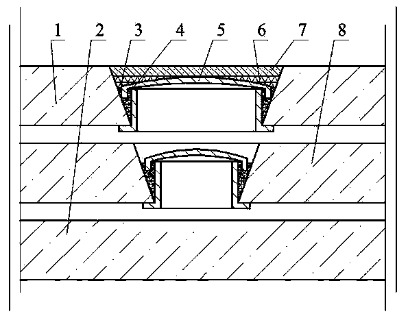 Double-vacuum layer exhaust opening structure and manufacturing method thereof