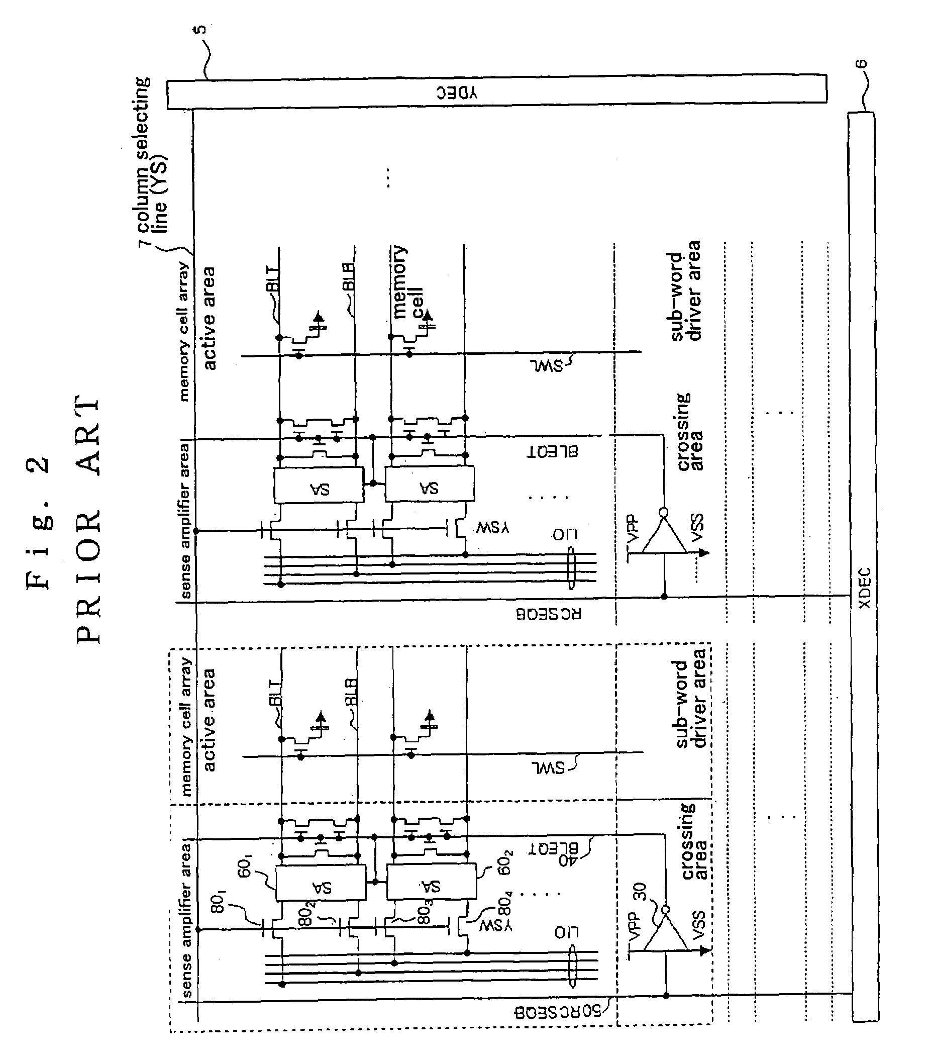 Semiconductor memory device with column selecting switches in hierarchical structure