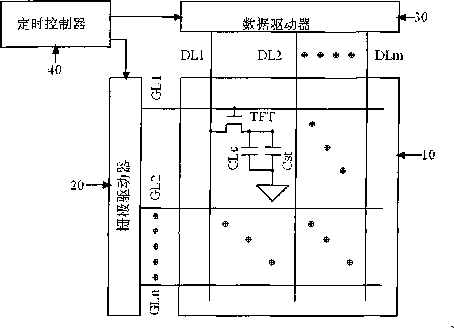 LCD unit matrix and LCD device embodying the matrix