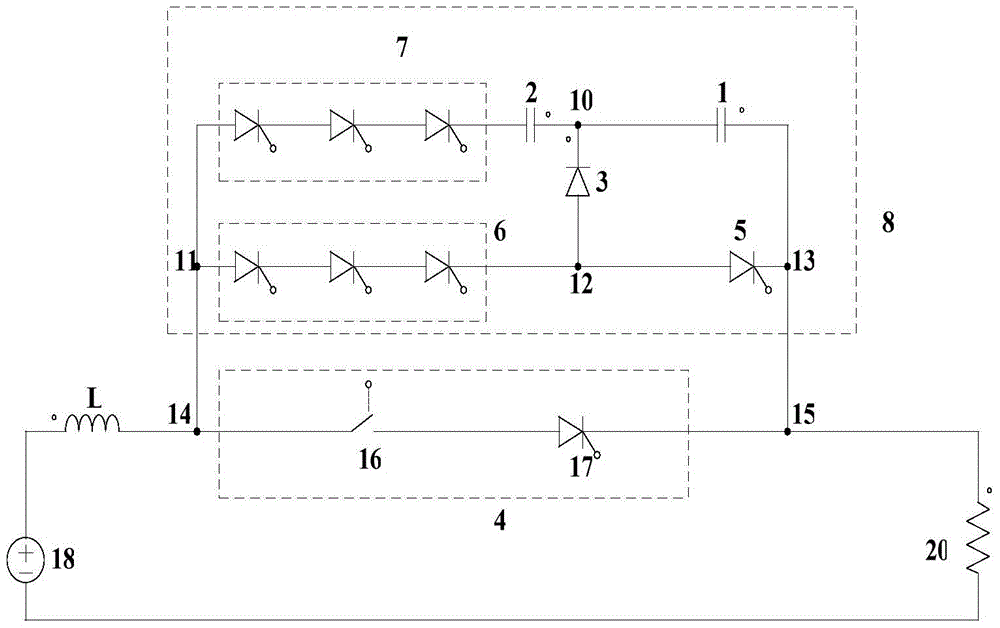 DC circuit breaker based on semi-controlled power electronic devices