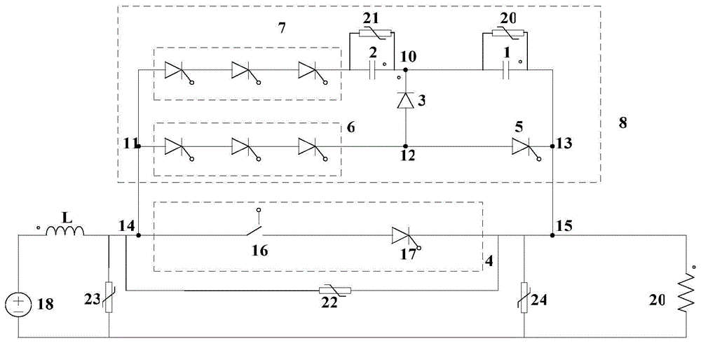 DC circuit breaker based on semi-controlled power electronic devices