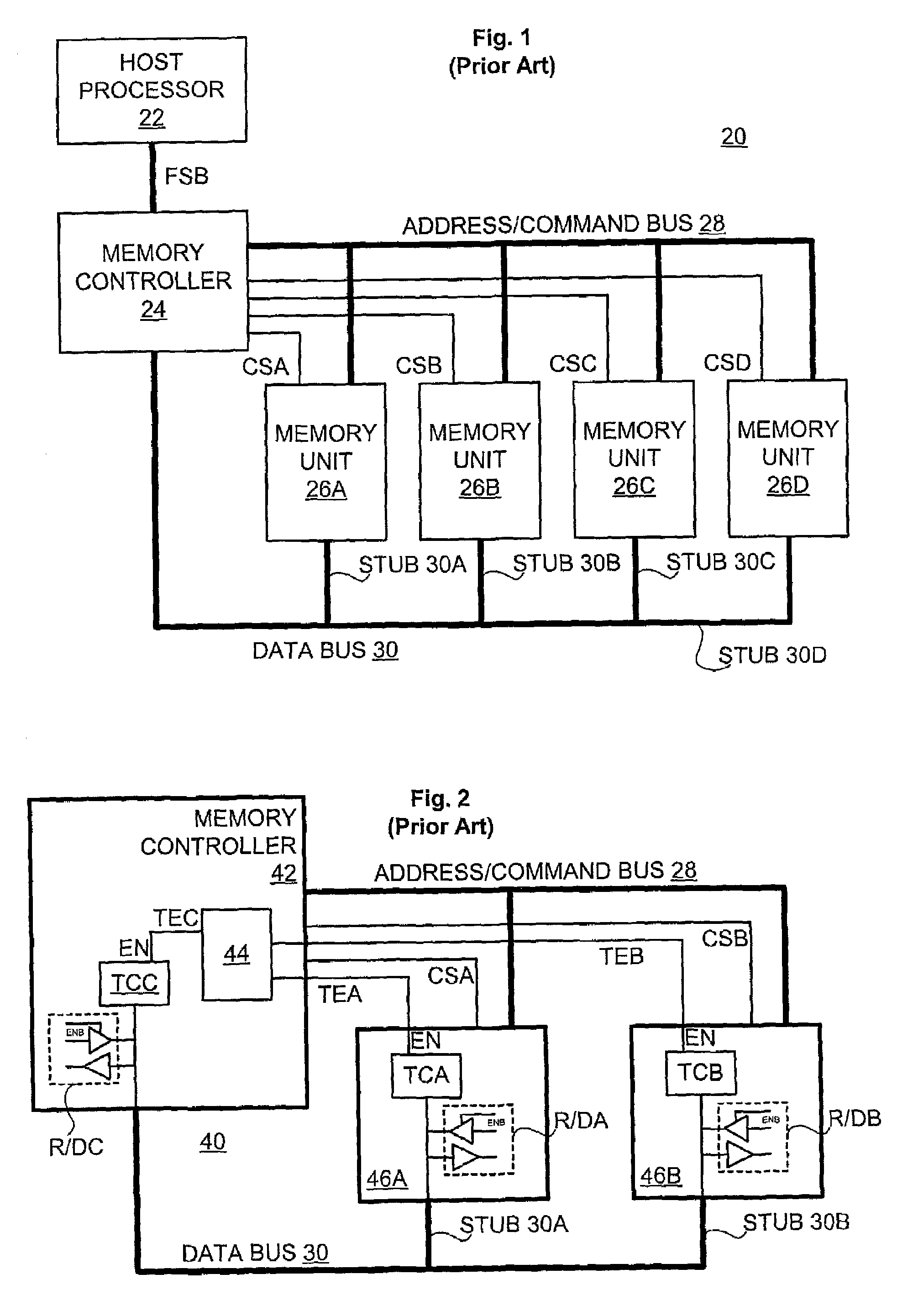 Memory bus termination with memory unit having termination control