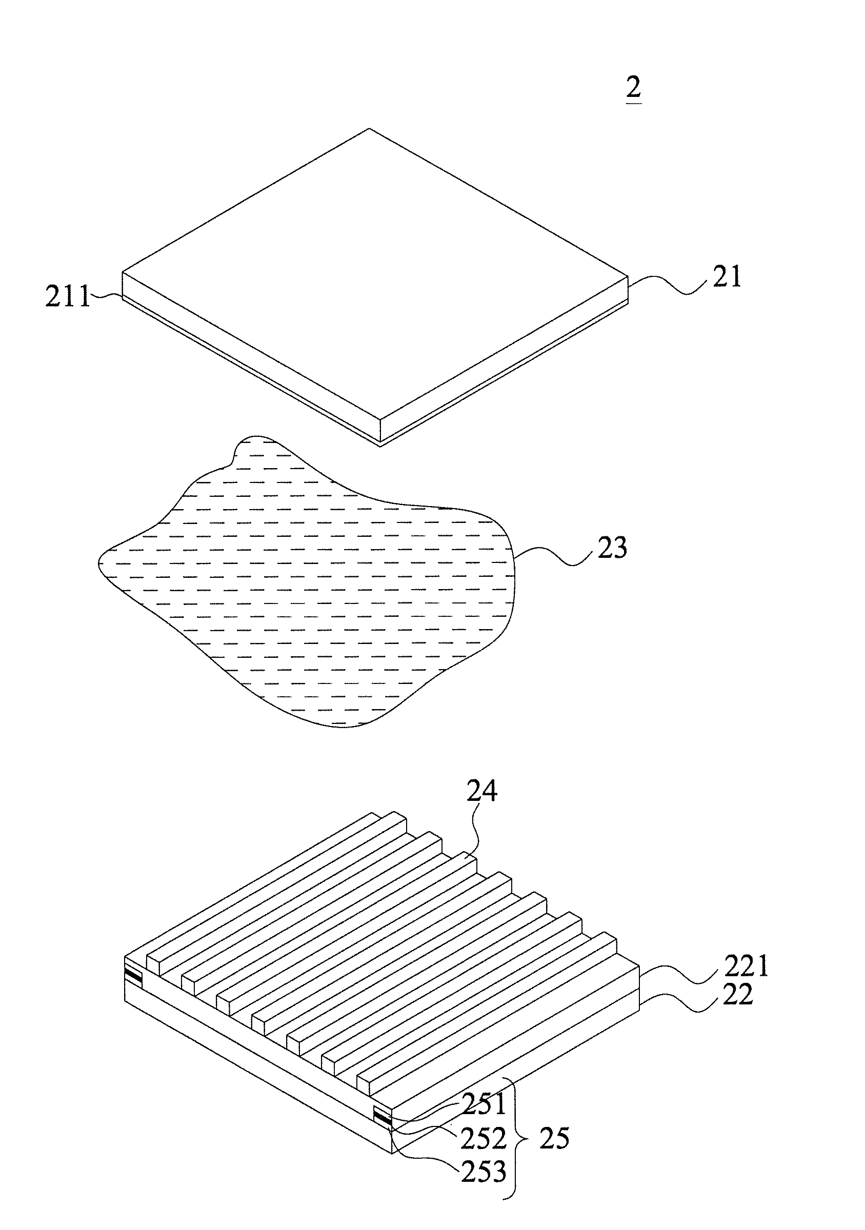 Grating structure of 2d/3d switching display device