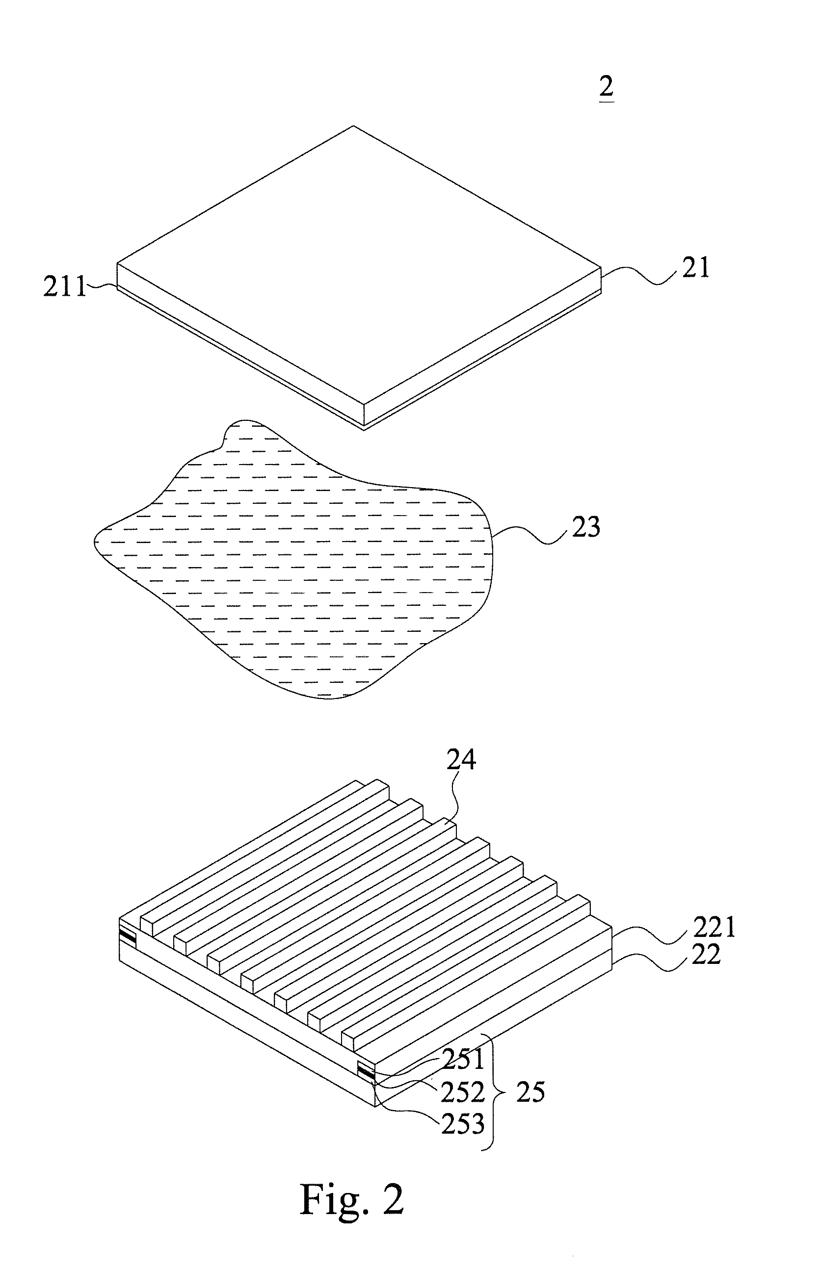 Grating structure of 2d/3d switching display device