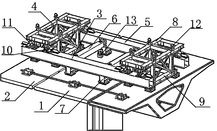 Support-free suspension and locking construction method for assembly type segmental box girder