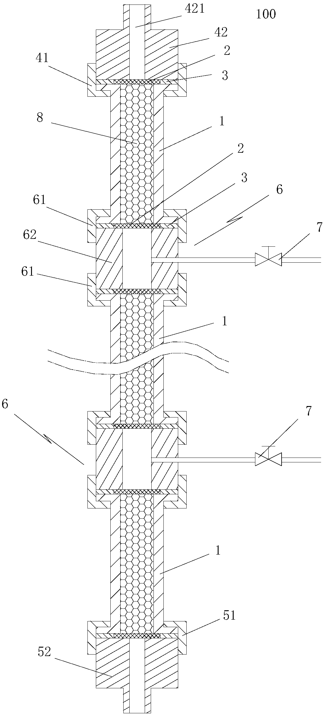 Tower column structure for natural gas mercury remover performance evaluation